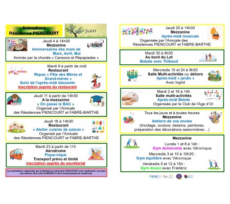 Activités Résidence Autonomie Piencourt _ Juin 2026