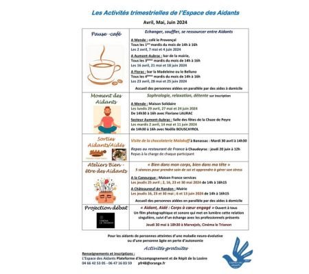 Agenda de l'espace des Aidants