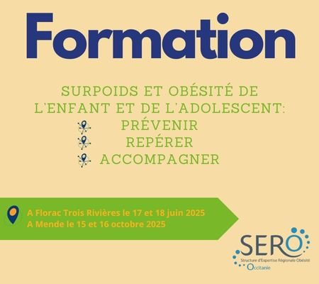 Formation "Surpoids et obésité de l'enfant et de l'adolescent: prévenir, repérer, accompagner"